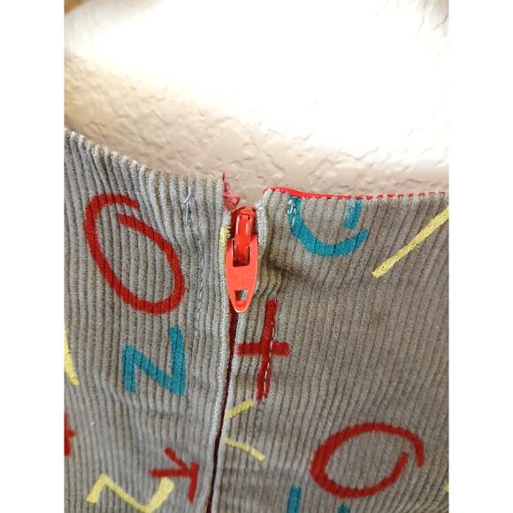 Vintage Handmade Brown Corduroy Alphabet Dress With Pockets - Picture 4 of 5